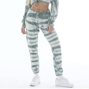 TALENTLESS Sweatpants Womens Small Tiger Wash Blue Spruce Tie Dye Stripe Cotton